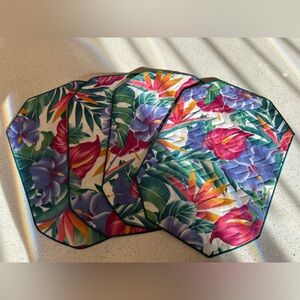Vintage Floral Tropical Placemats Set (4)